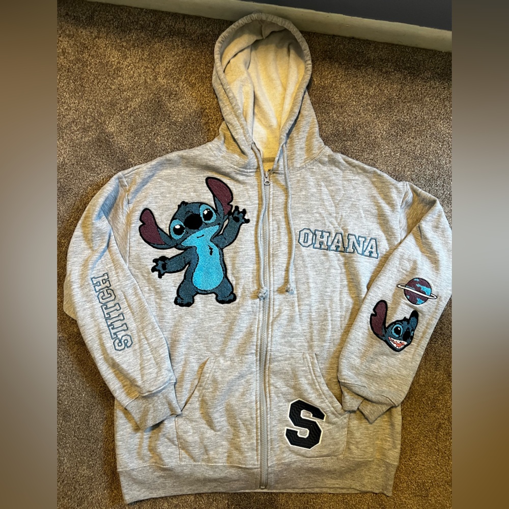 Stitch theme zip up hoodie. Size Large